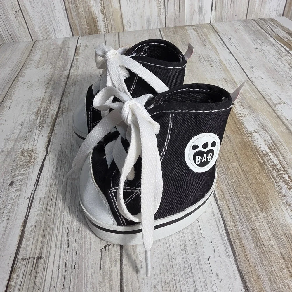Build-A-Bear Workshop Black Canvas High Top Sneakers Plush Toy Shoes B-A-B Logo